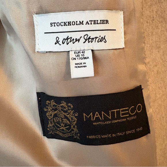 NWT, & Other Stories Cult Oversized beige Wool Single Breasted Blazer, Size 10 - Picture 10 of 14